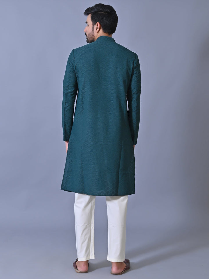Chikan Teal Kurta Set