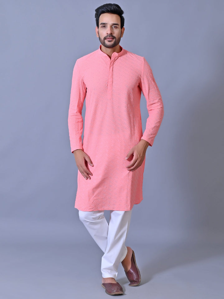 Chikan Pink Kurta Set