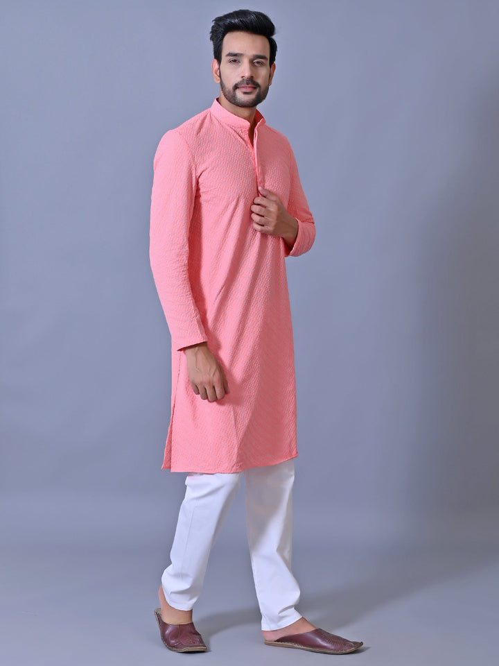 Chikan Pink Kurta Set