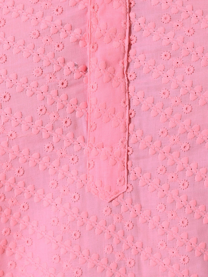 Chikan Pink Kurta Set