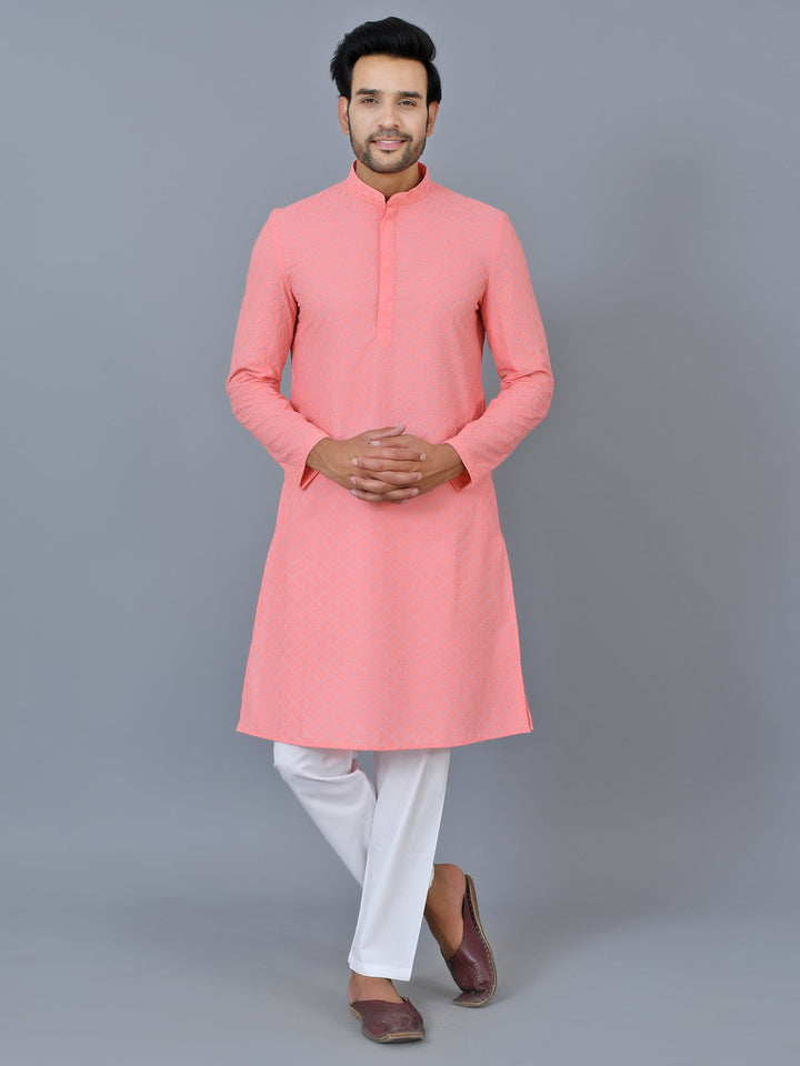 Chikan Pink Kurta Set