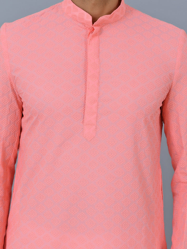 Chikan Pink Kurta Set
