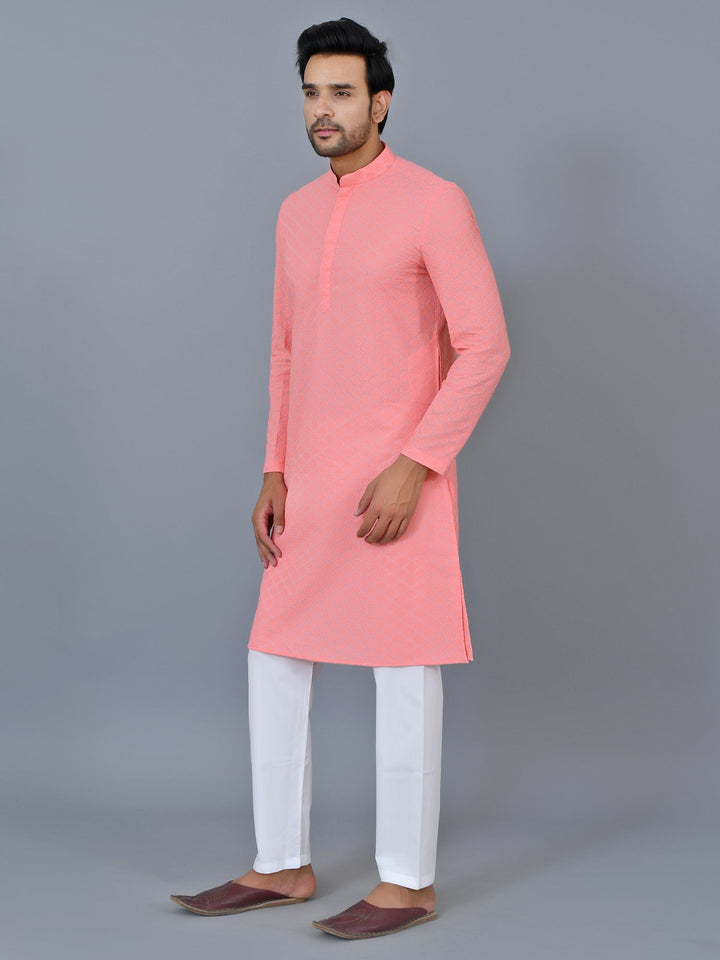 Chikan Pink Kurta Set