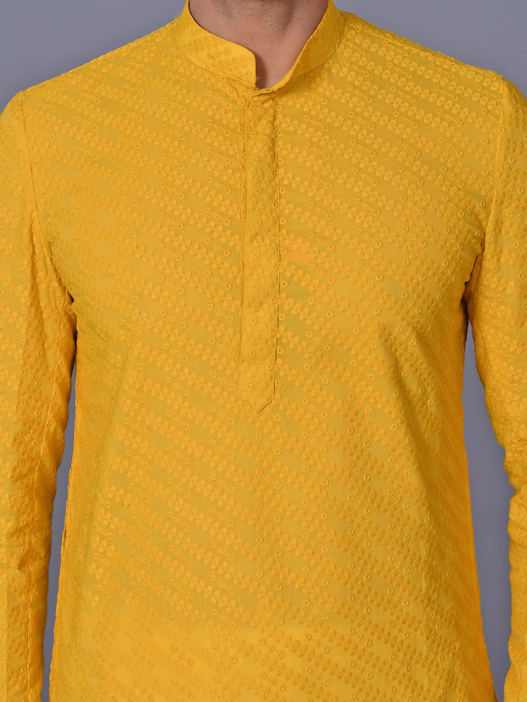 Chikan Yellow Kurta Set