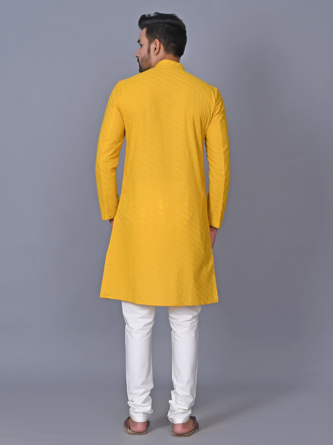 Chikan Yellow Kurta Set