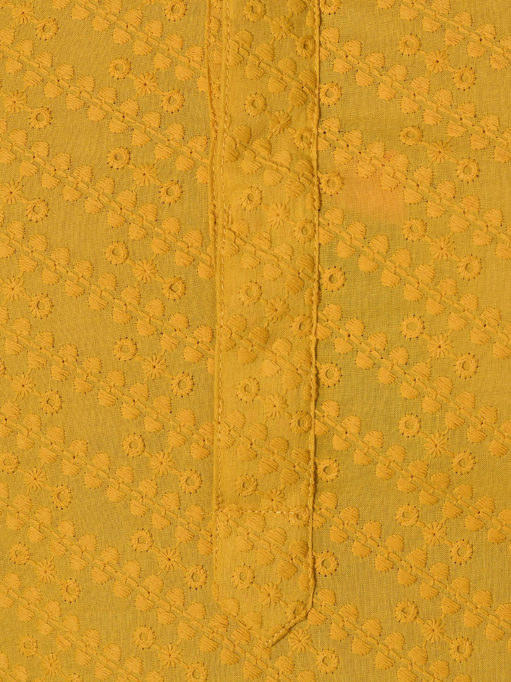 Chikan Yellow Kurta Set
