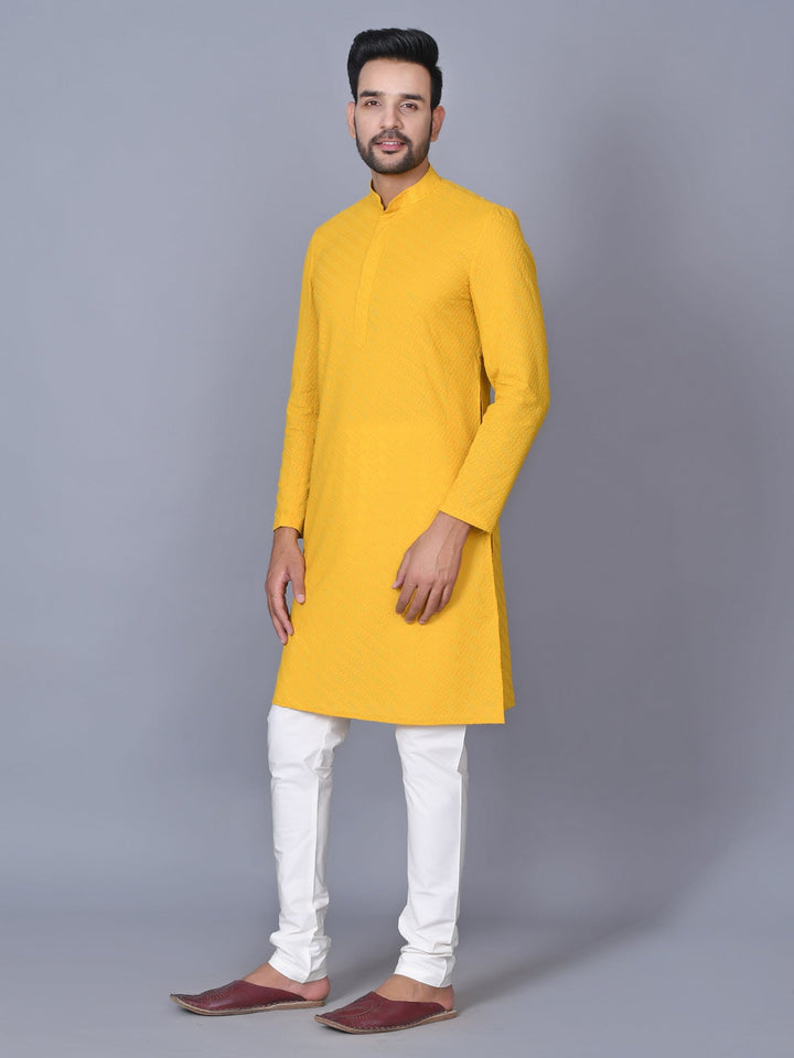 Chikan Yellow Kurta Set