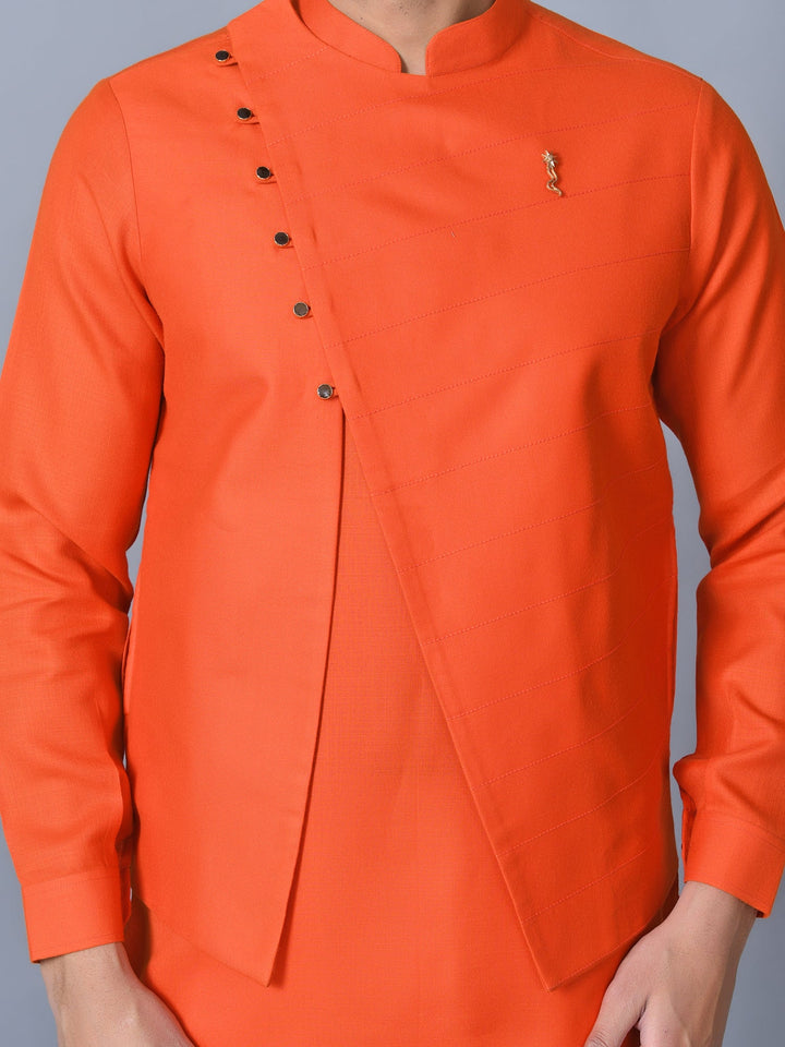 Textured Orange Kurta Set