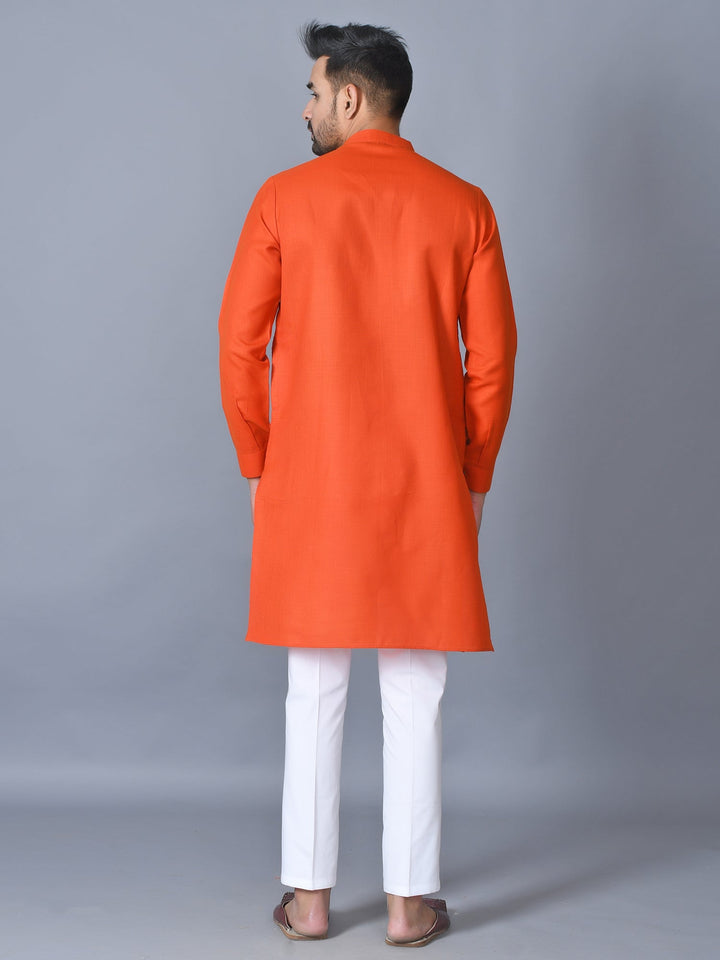 Textured Orange Kurta Set