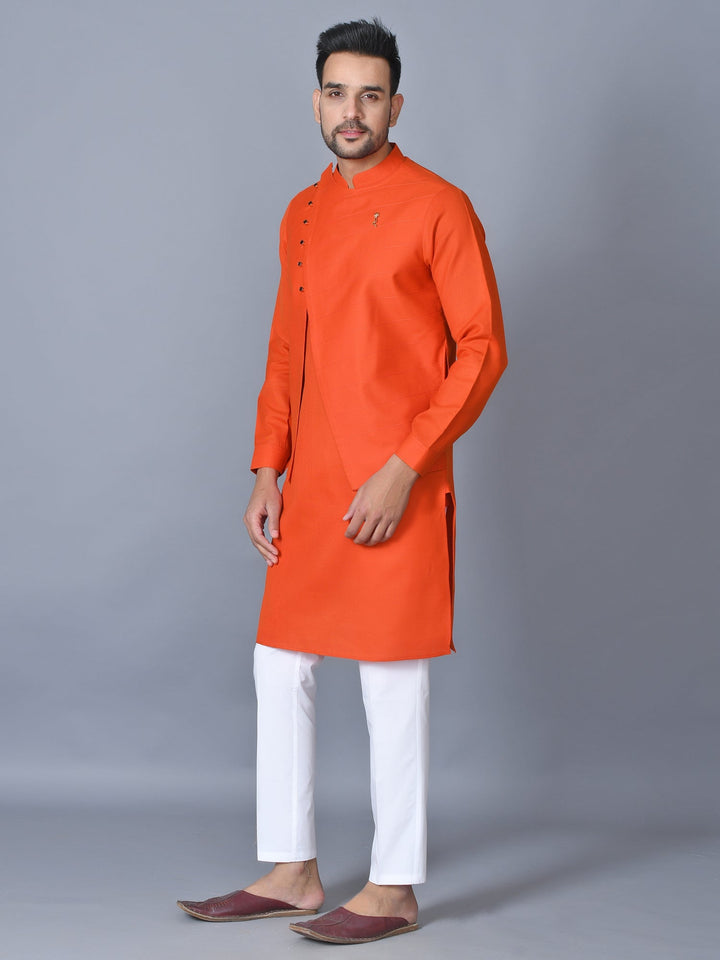 Textured Orange Kurta Set
