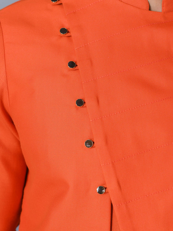 Textured Orange Kurta Set