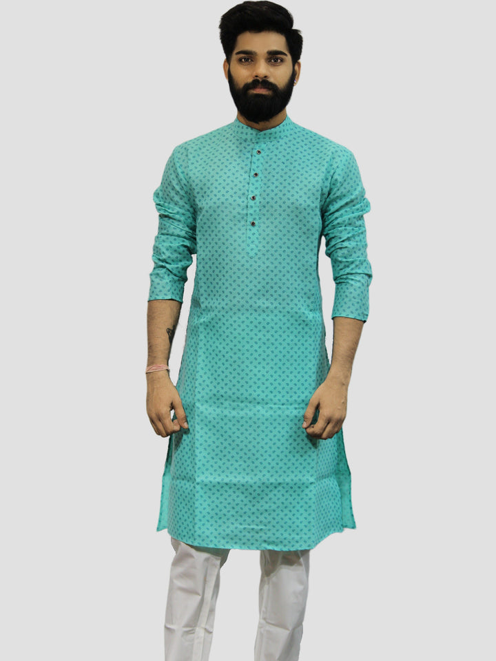 Ethnic Motifs Turquoise Blue Kurta Set