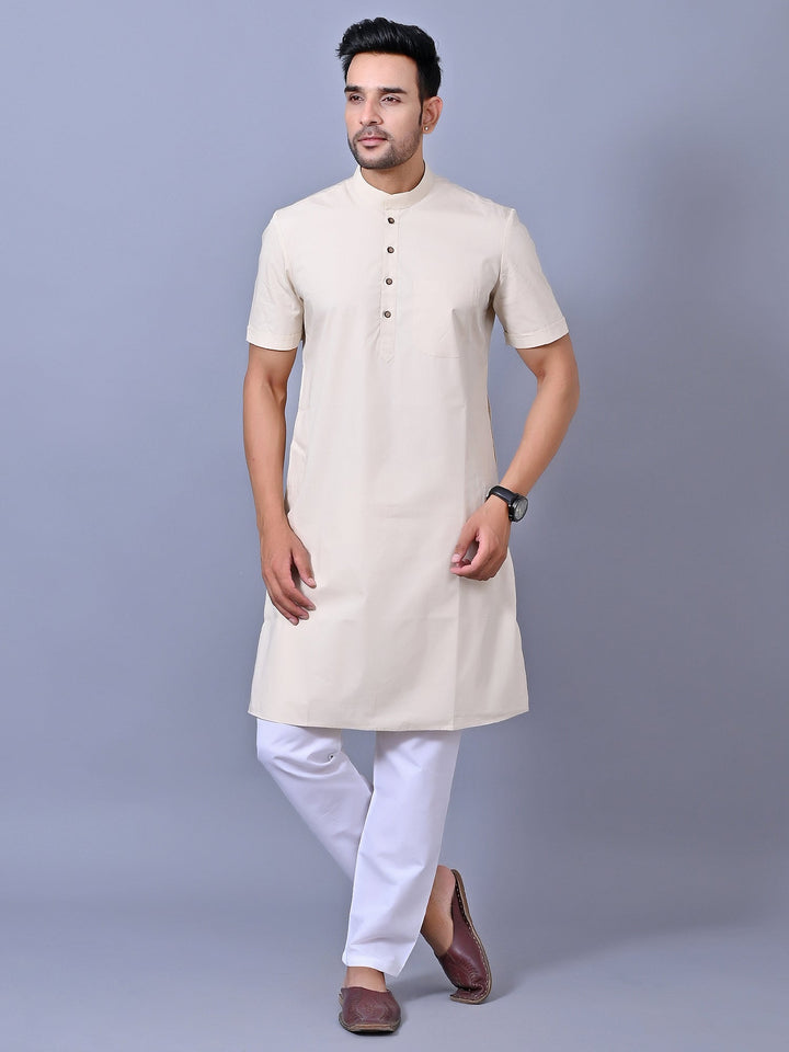 Solid Cream Kurta Top
