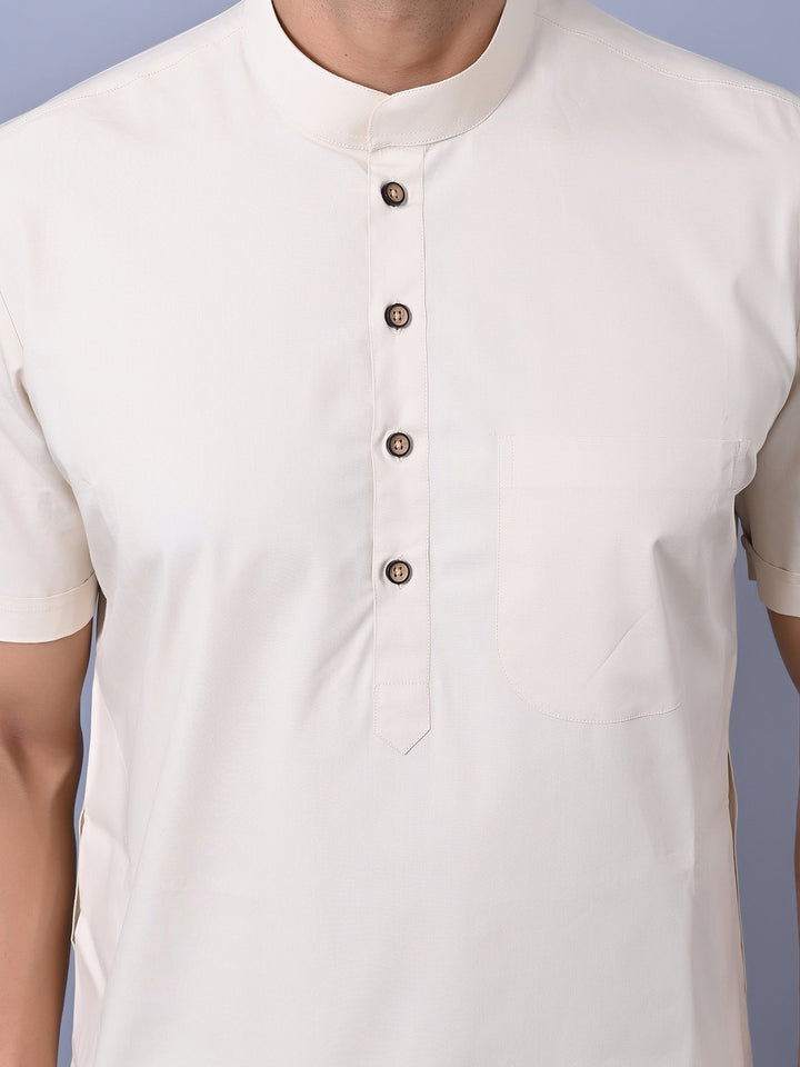 Solid Cream Kurta Top