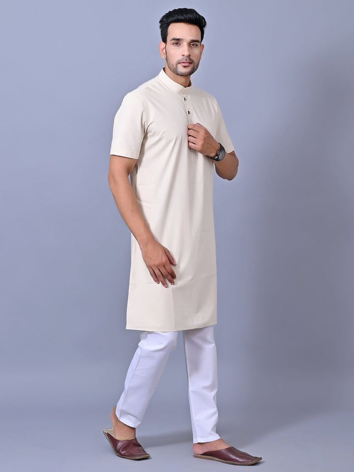 Solid Cream Kurta Top