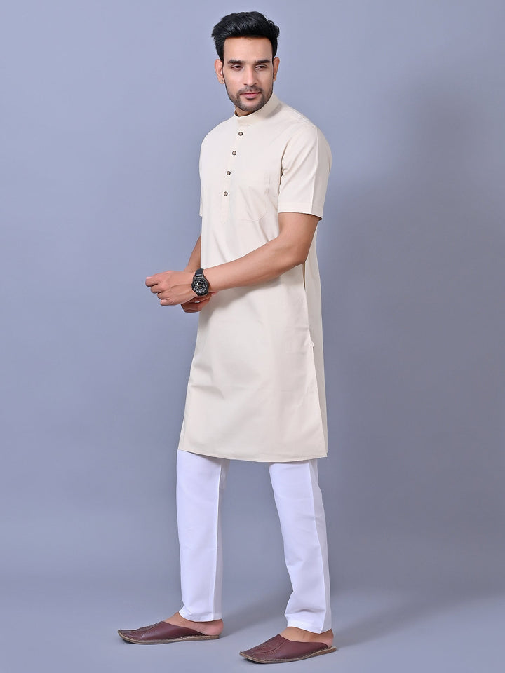 Solid Cream Kurta Top