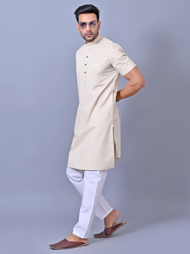 Solid Cream Kurta Top