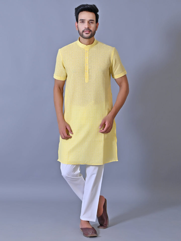 Textured Yellow Kurta Top