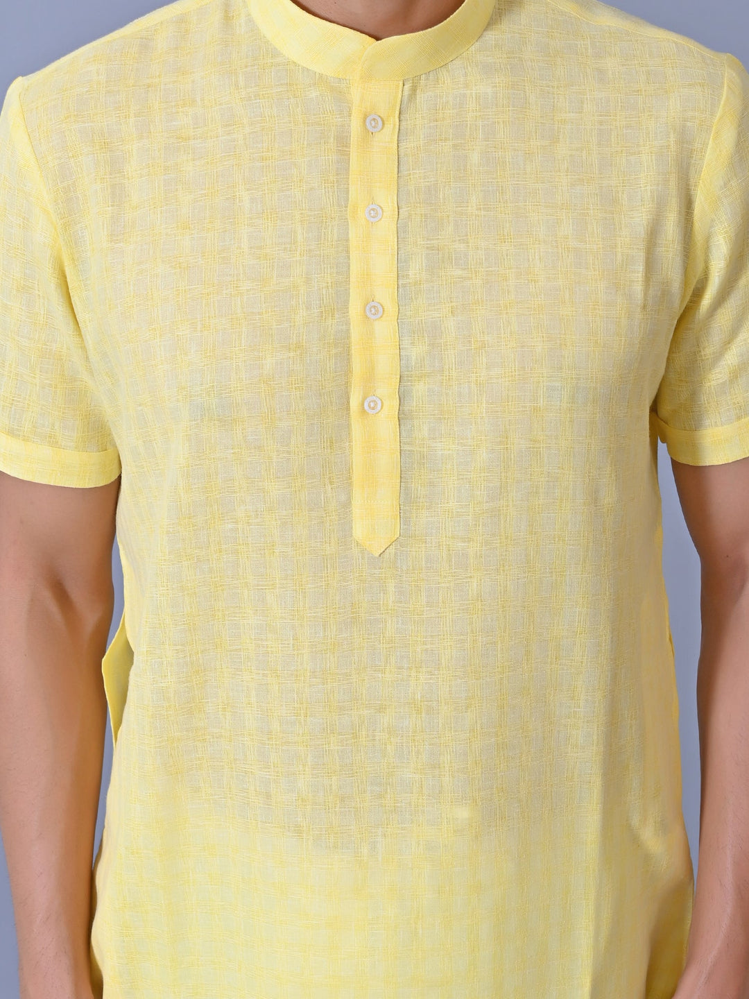 Textured Yellow Kurta Top