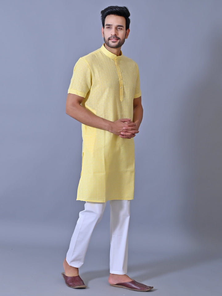 Textured Yellow Kurta Top