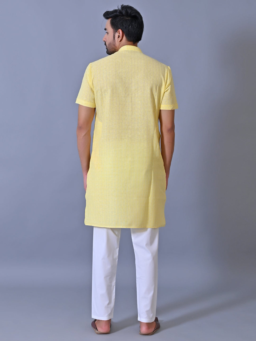 Textured Yellow Kurta Top