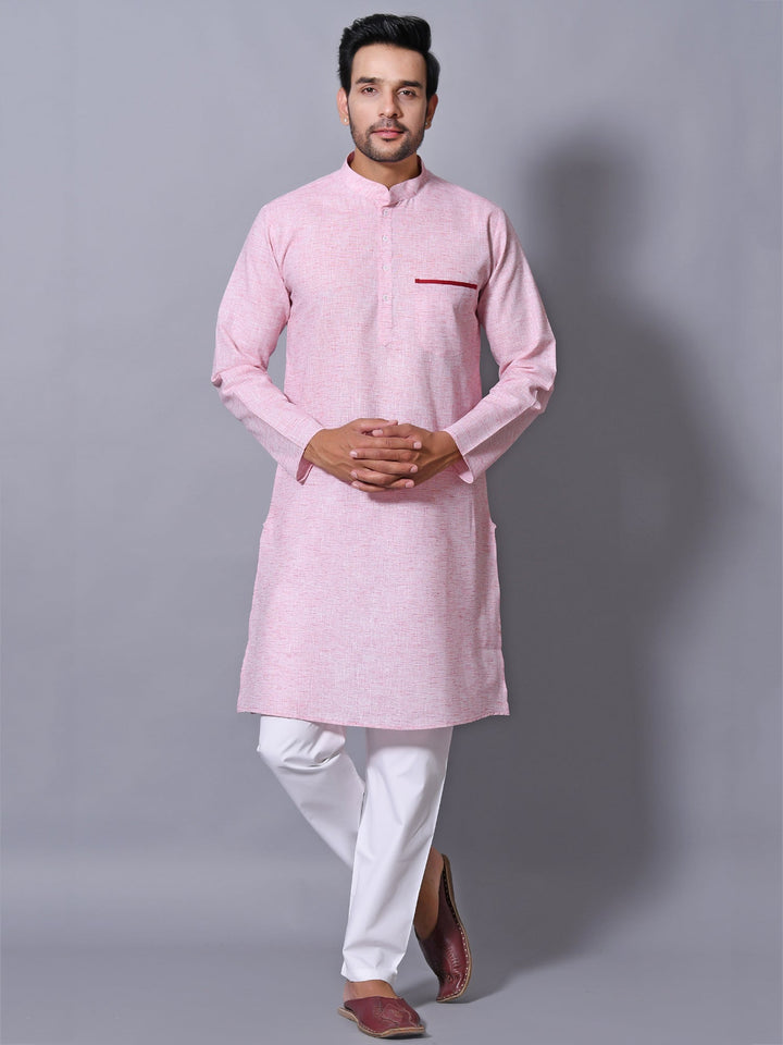 Textured Pink Kurta Set