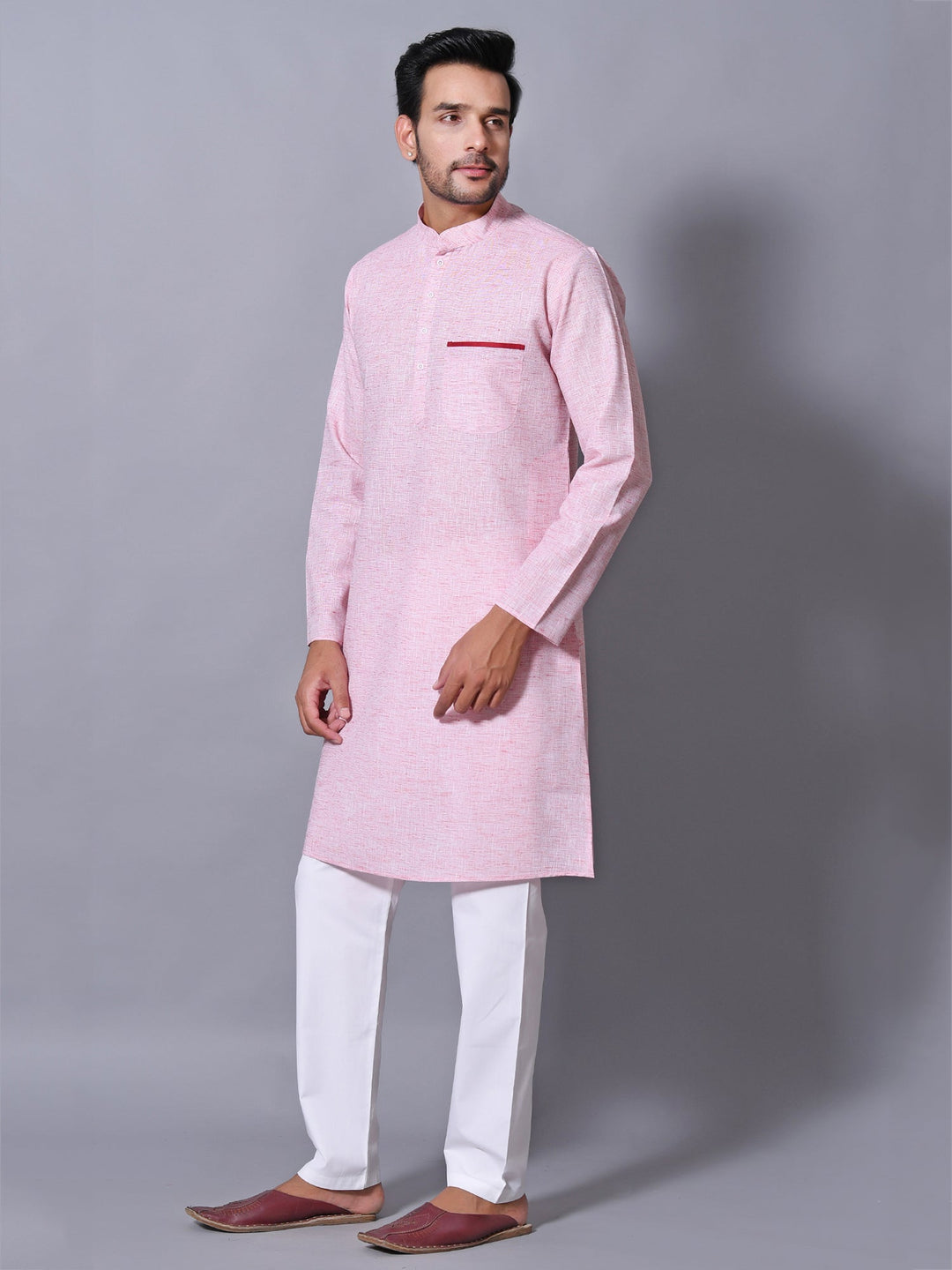 Textured Pink Kurta Set
