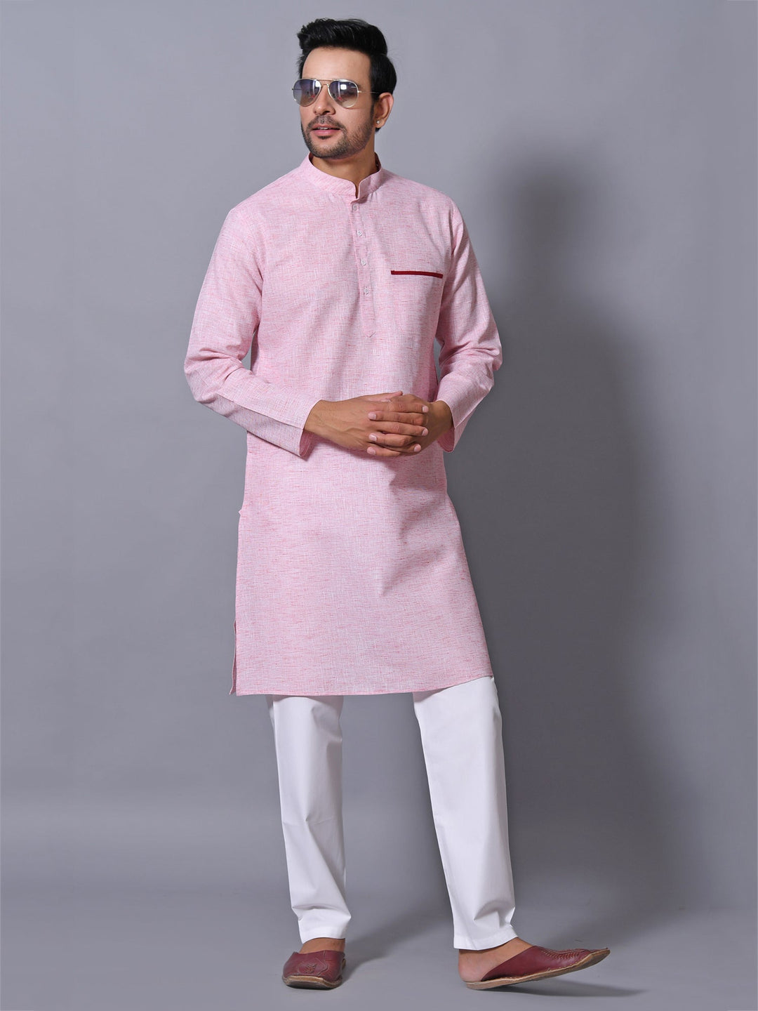 Textured Pink Kurta Set