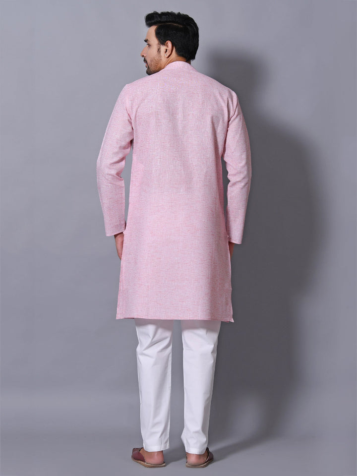 Textured Pink Kurta Set