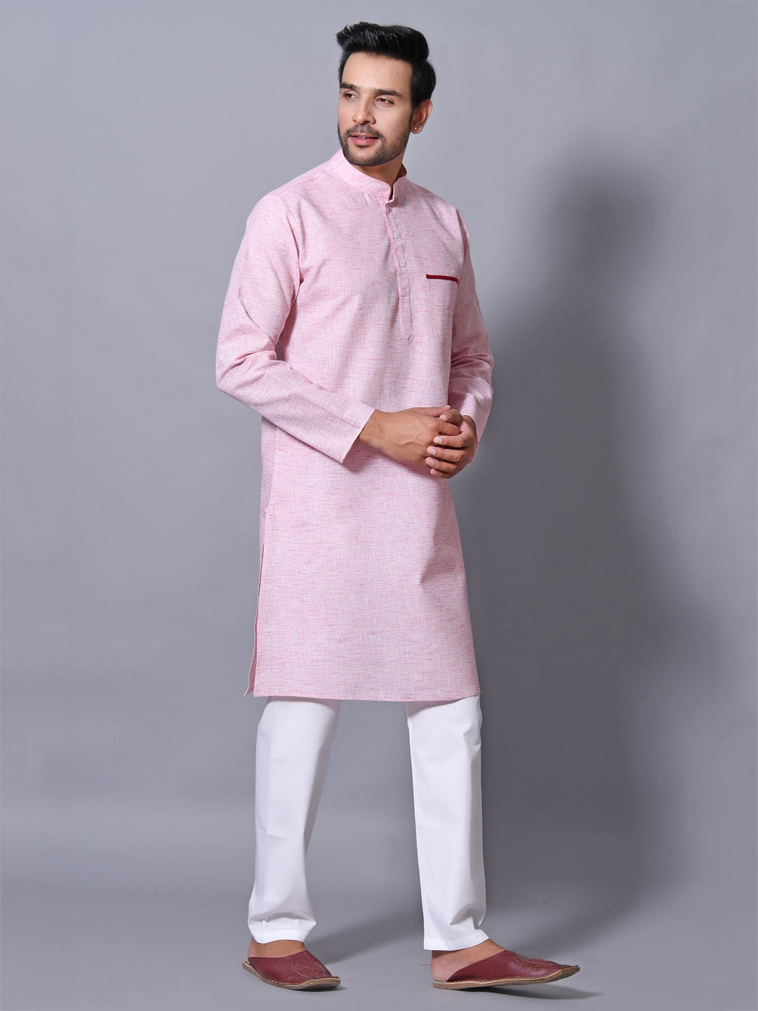 Textured Pink Kurta Set