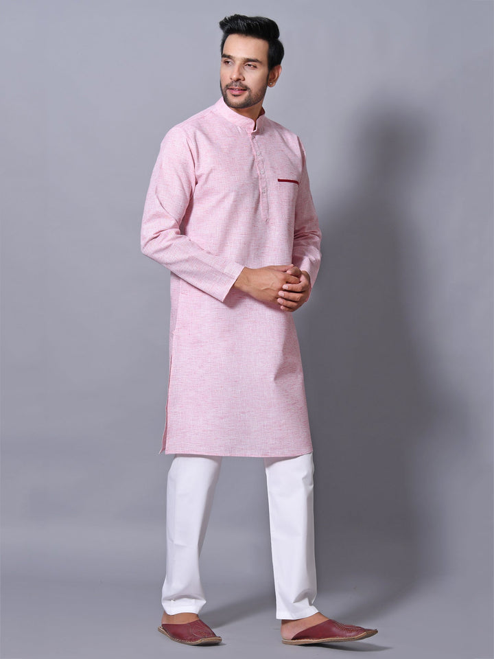 Textured Pink Kurta Set