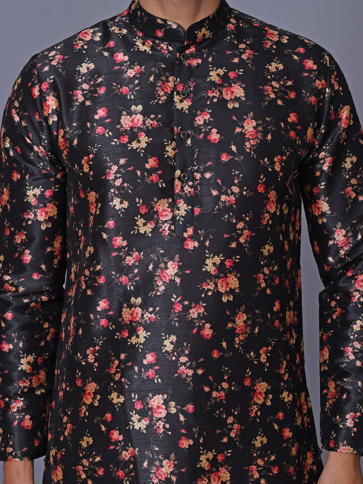 Floral Black Kurta Set