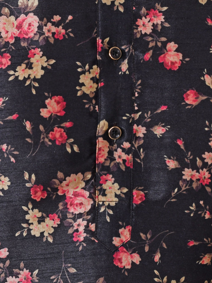 Floral Black Kurta Set