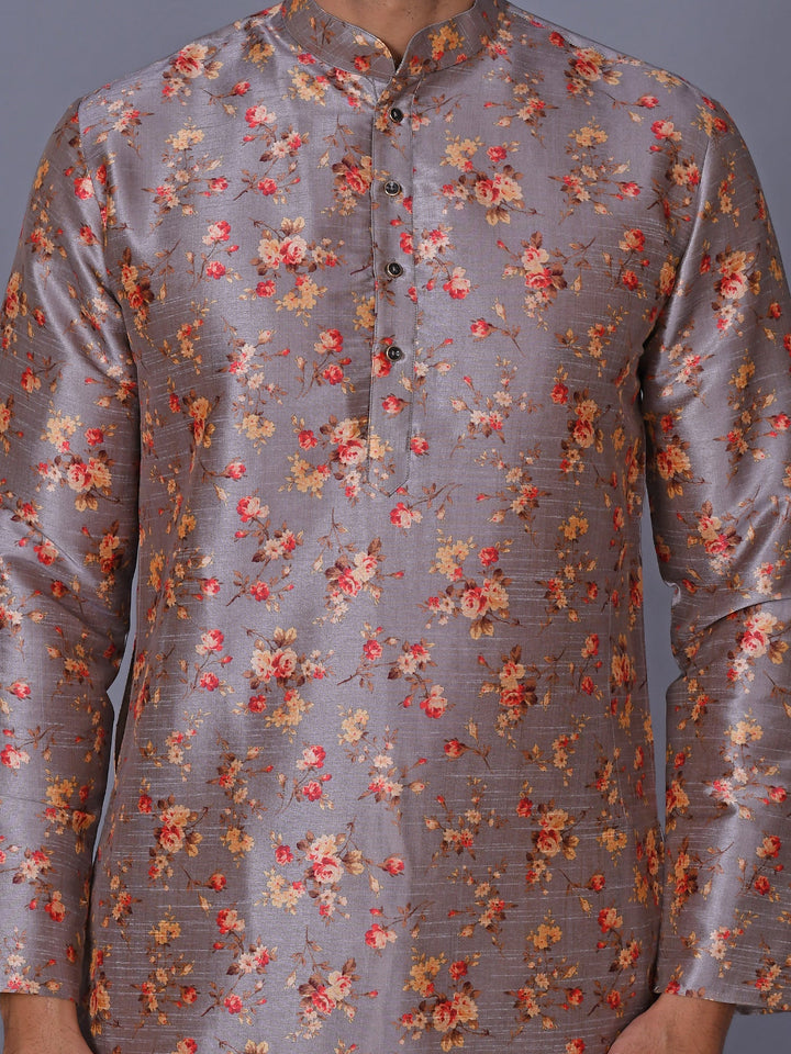 Floral Grey Kurta Set