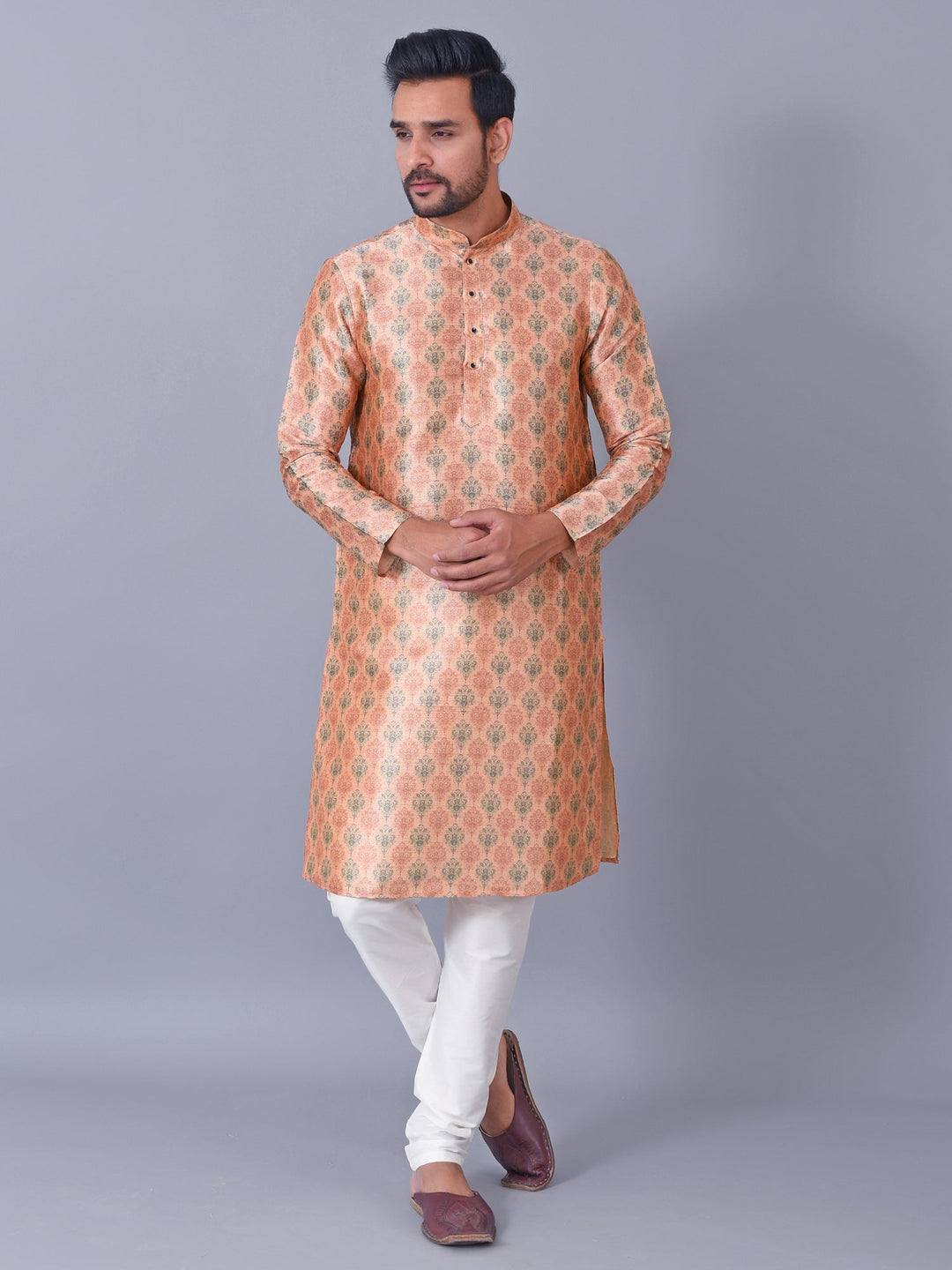 Ethnic Motifs Peach Kurta Set