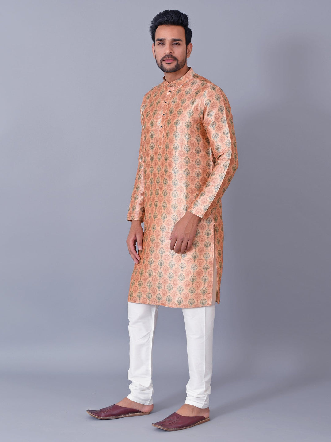 Ethnic Motifs Peach Kurta Set