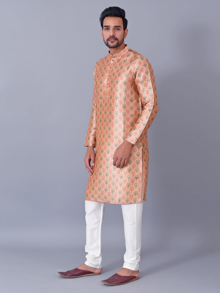 Ethnic Motifs Peach Kurta Set