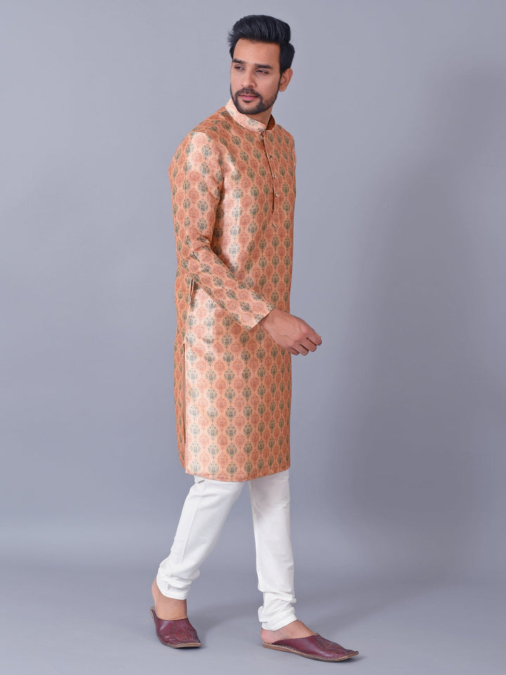 Ethnic Motifs Peach Kurta Set