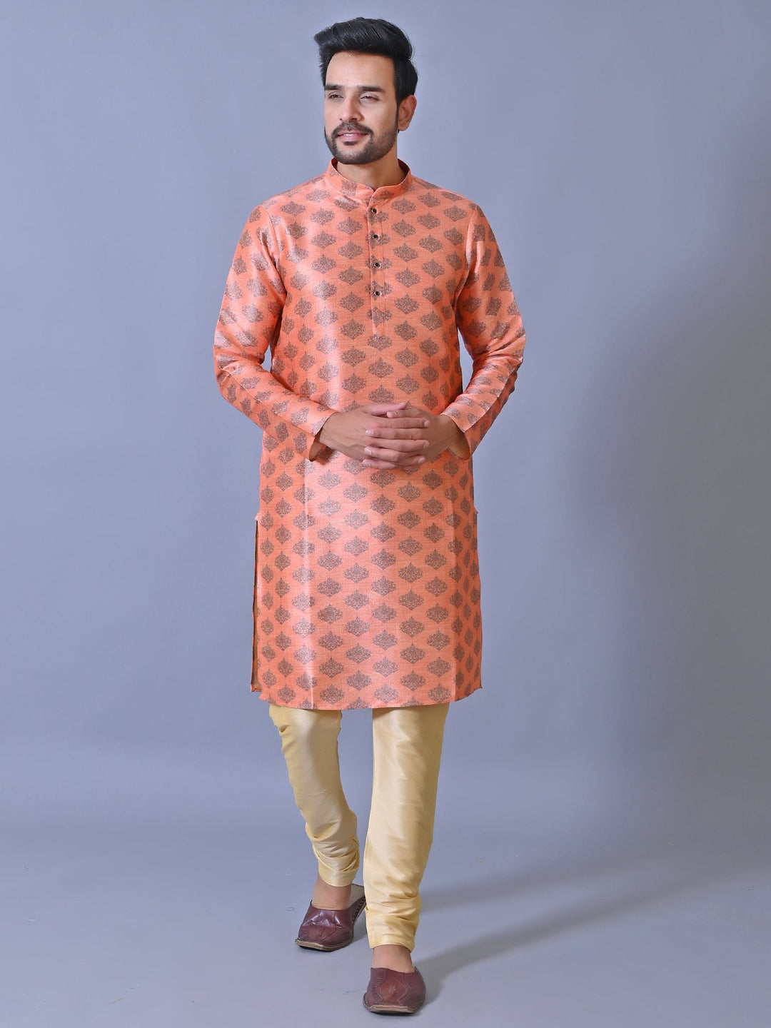 Ethnic Motifs Peach Kurta Set