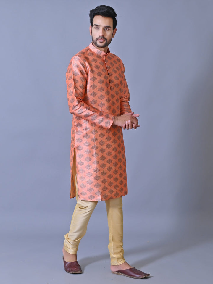 Ethnic Motifs Peach Kurta Set