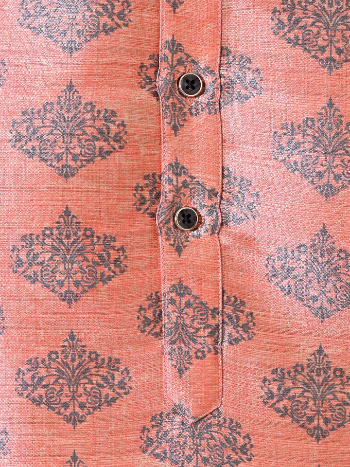 Ethnic Motifs Peach Kurta Set