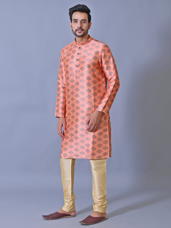 Ethnic Motifs Peach Kurta Set