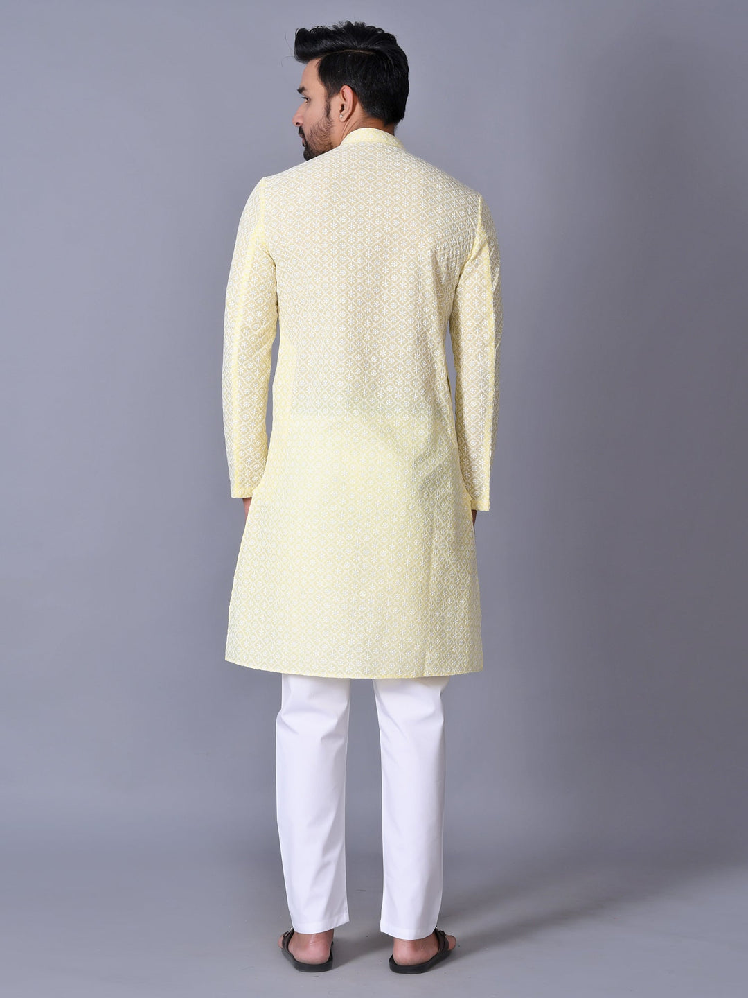 Chikan Yellow Kurta Set