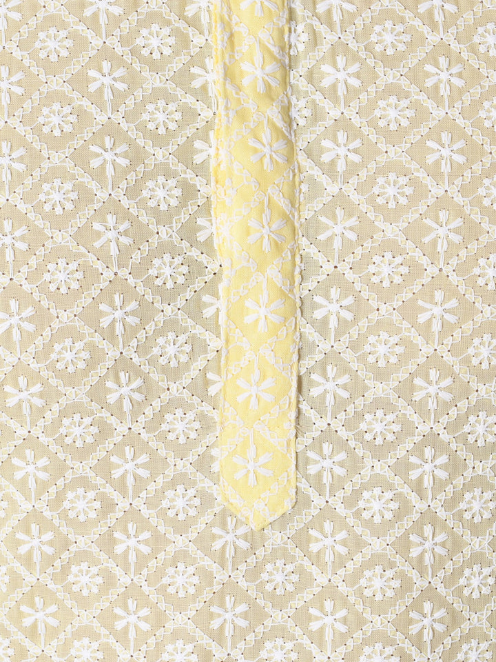Chikan Yellow Kurta Set