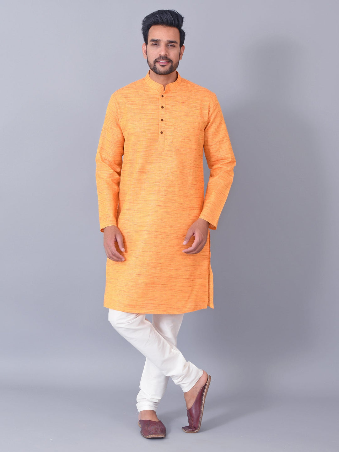 Textured Orange Kurta Set
