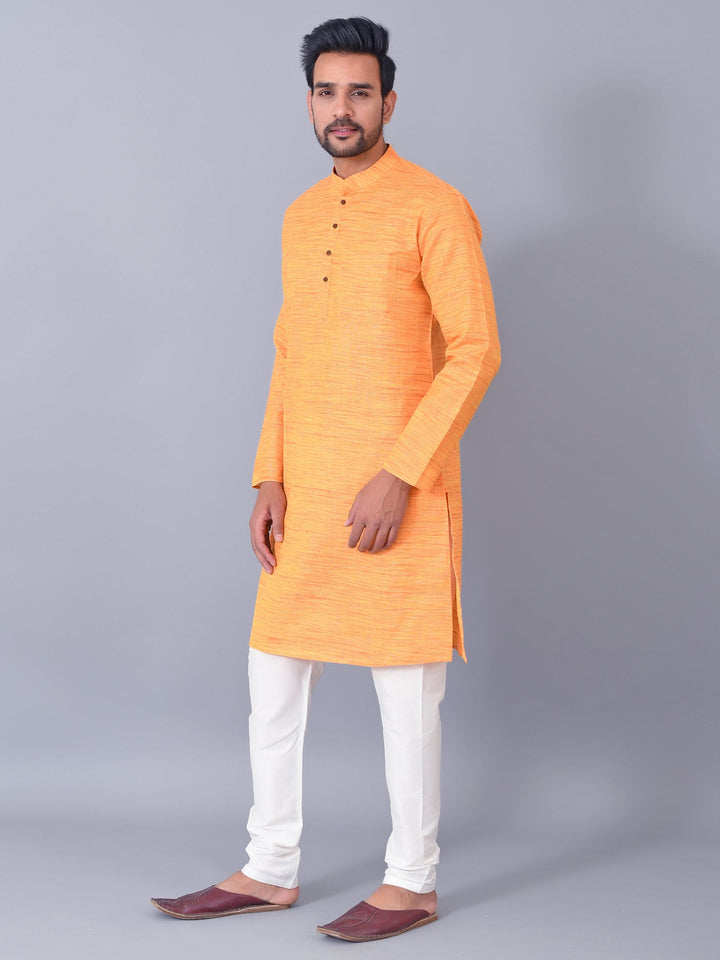 Textured Orange Kurta Set