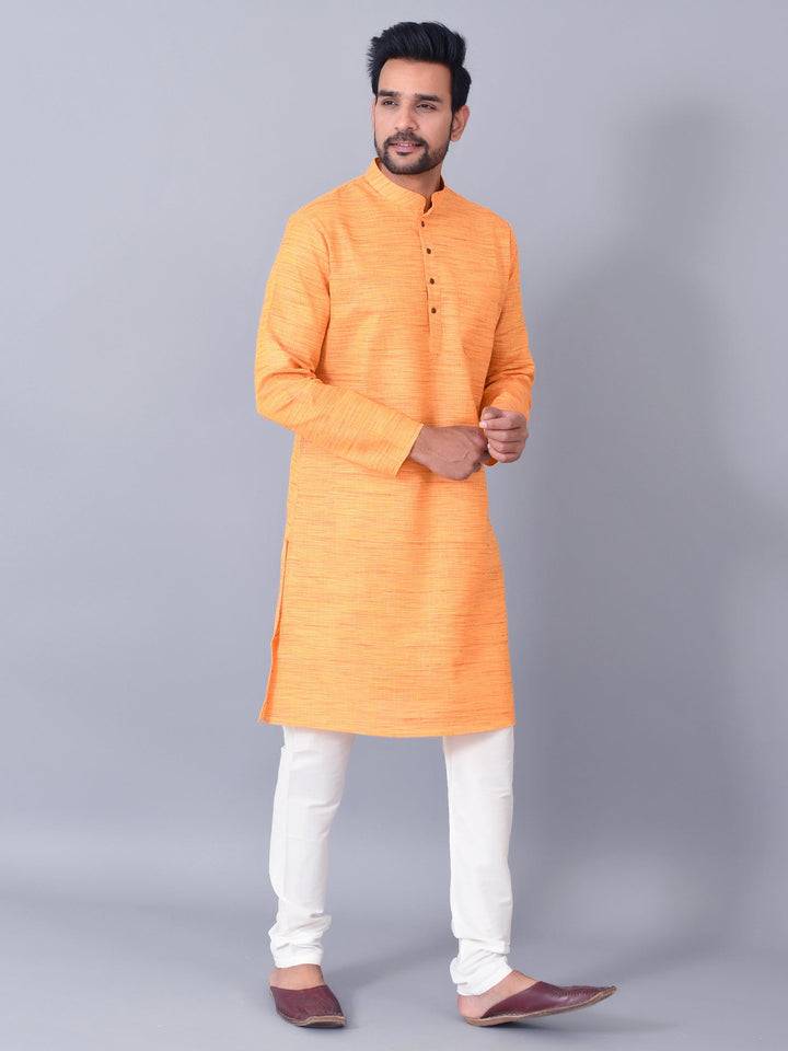 Textured Orange Kurta Set