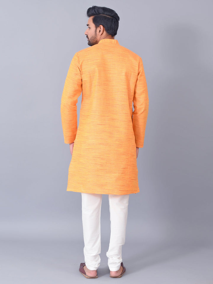 Textured Orange Kurta Set