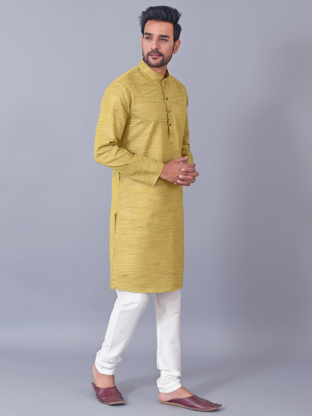 Textured Olive Kurta Set