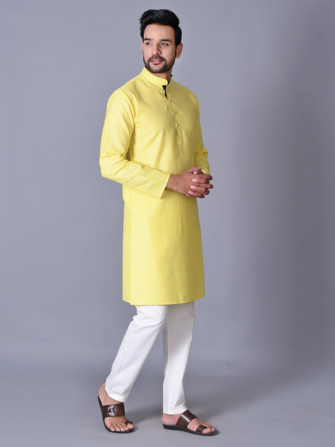 Striped Yellow Kurta Set